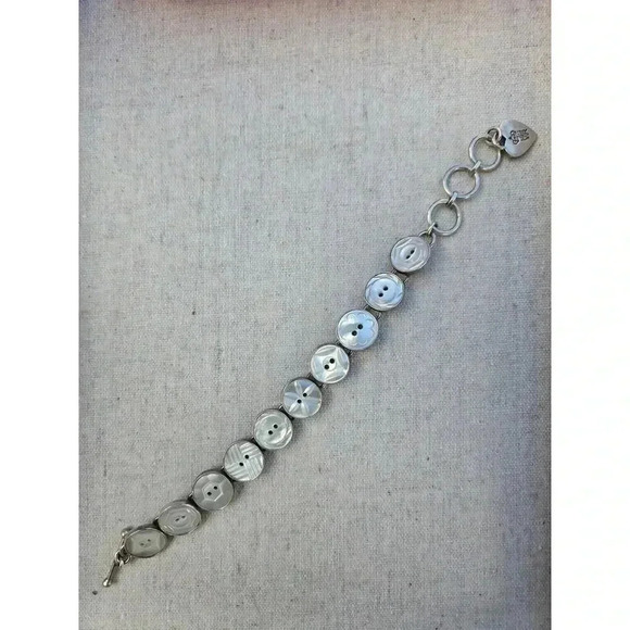 JSVR Jacqueline Smiley 950 Sterling Silver Vintage Buttons Link Bracelet - Picture 2 of 4